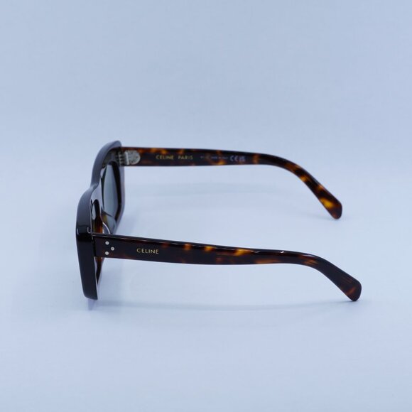Celine CL40259I 52N Sunglasses Dark Havana Rectangle Frame, Green Lenses - Picture 8 of 10